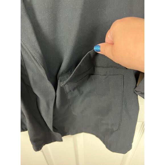 Nine West Black Minimalist Wide Collar Roll Tab Sleeve Asymmetric Jacket XL - Picture 5 of 11